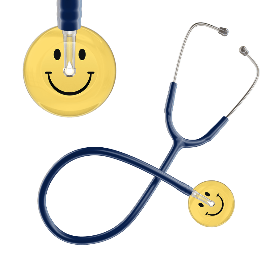 Ultrascope Single Stethoscope Smiley Face Yellow (LY) / Pediatric / Navy Light Smiley Face Stethoscope