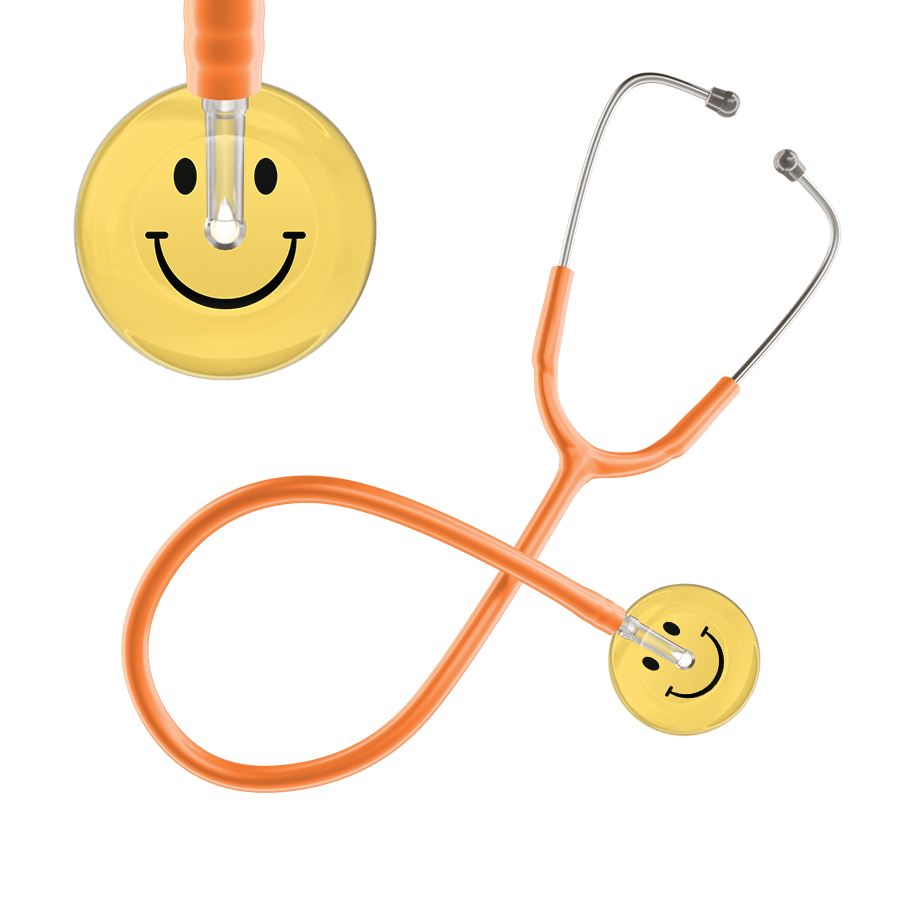 Ultrascope Single Stethoscope Smiley Face Yellow (LY) / Pediatric / Orange Light Smiley Face Stethoscope