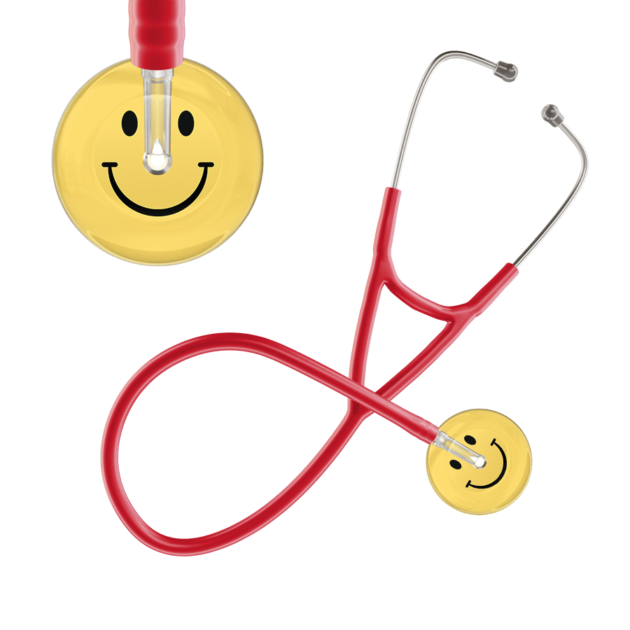Ultrascope Single Stethoscope Smiley Face Yellow (LY) / Adult / Red Light Smiley Face Cardiology Stethoscope