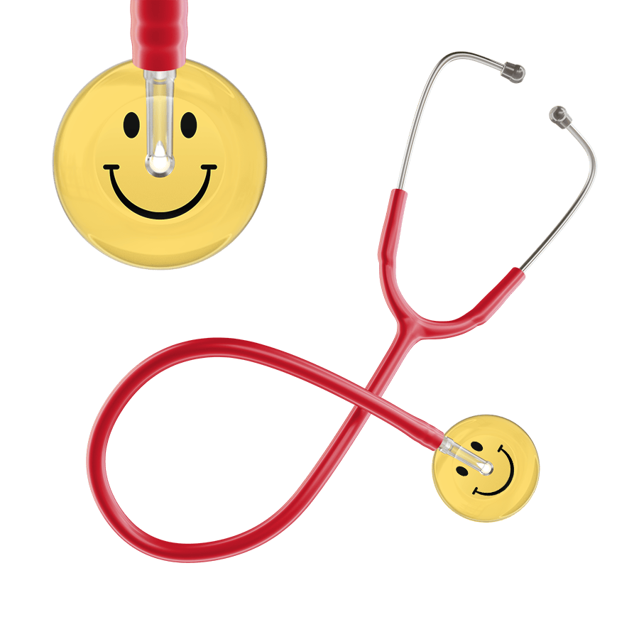 Ultrascope Single Stethoscope Smiley Face Yellow (LY) / Adult / Red Light Smiley Face Stethoscope
