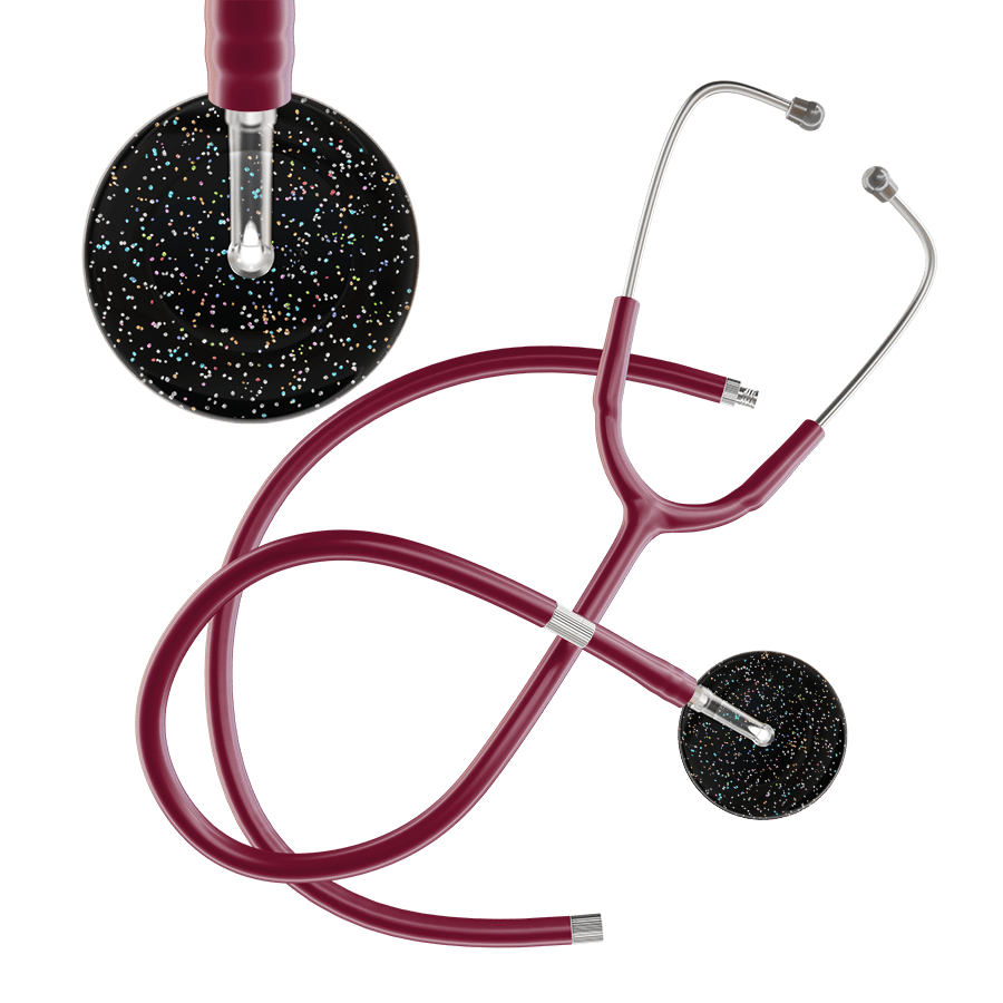 Ultrascope Single Stethoscope Twilight Black (BK) / Adult / Burgundy Extended Tubing Dark Twilight Stethoscope