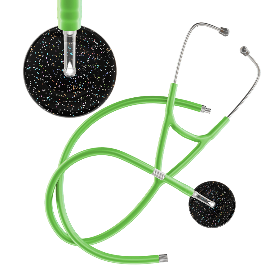 Ultrascope Single Stethoscope Twilight Black (BK) / Adult / Lime Green Extended Tubing Dark Twilight Cardiology Stethoscope