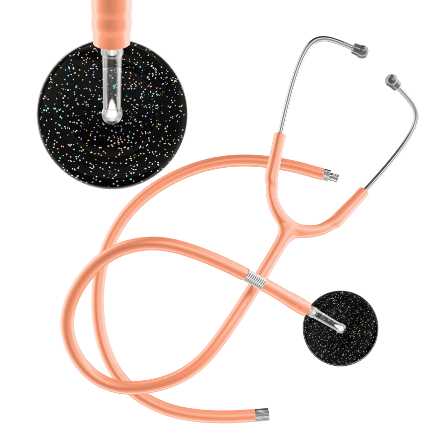 Ultrascope Single Stethoscope Twilight Black (BK) / Adult / Peach Extended Tubing Dark Twilight Stethoscope