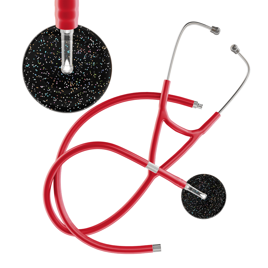 Ultrascope Single Stethoscope Twilight Black (BK) / Adult / Red Extended Tubing Dark Twilight Cardiology Stethoscope