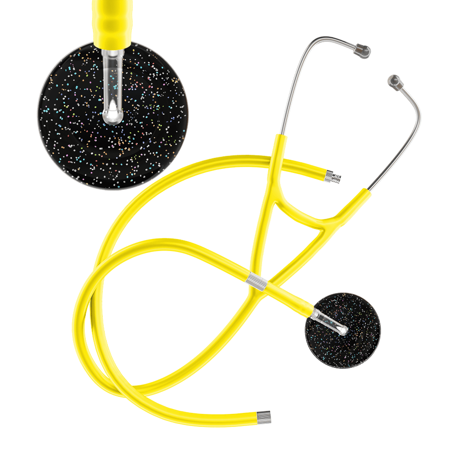 Ultrascope Single Stethoscope Twilight Black (BK) / Adult / Yellow Extended Tubing Dark Twilight Cardiology Stethoscope