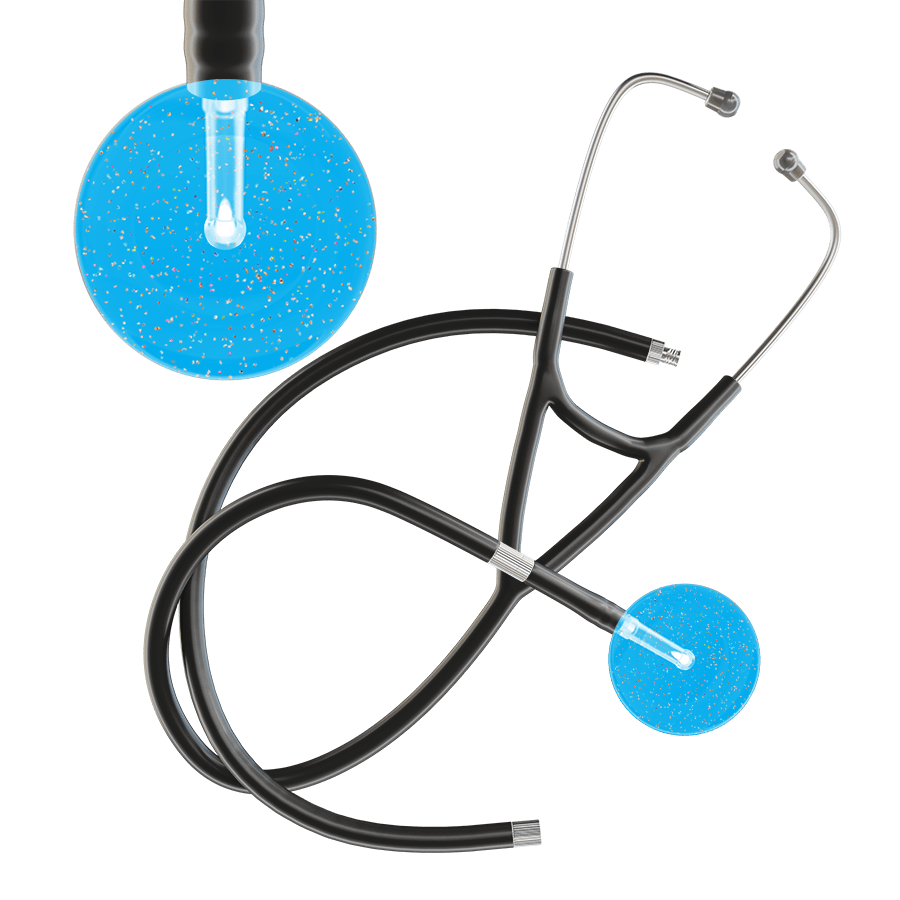Ultrascope Single Stethoscope Twilight Cyan (CY) / Adult / Black Extended Tubing Light Twilight Cardiology Stethoscope