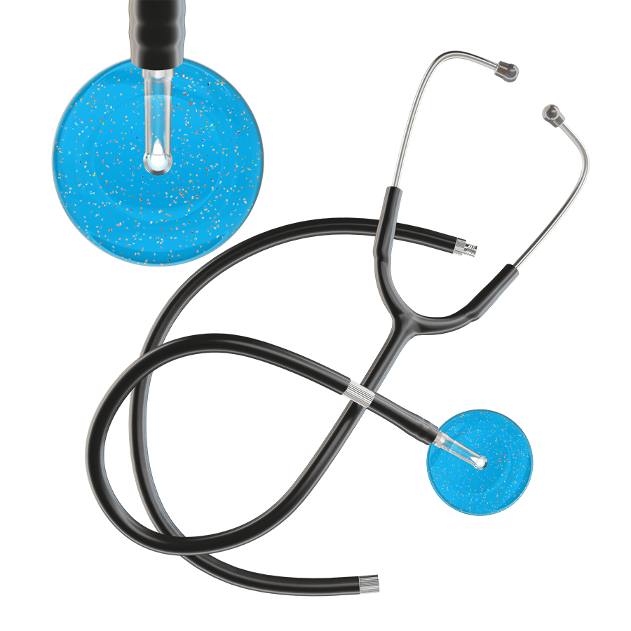 Ultrascope Single Stethoscope Twilight Cyan (CY) / Adult / Black Extended Tubing Light Twilight Stethoscope