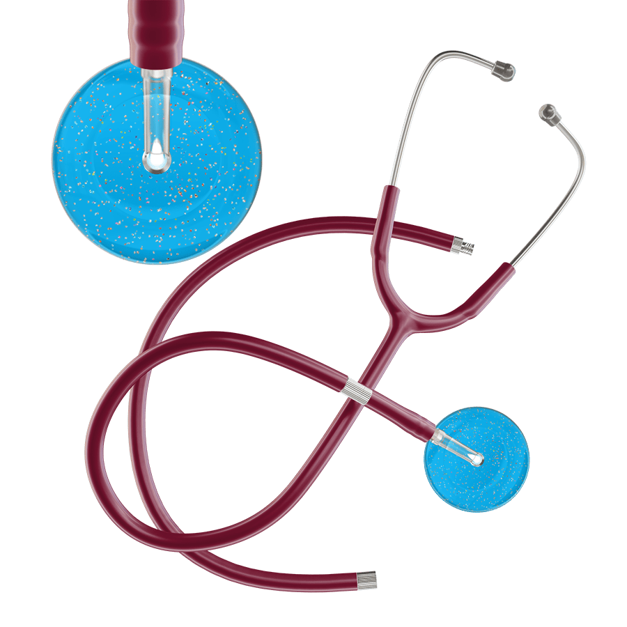 Ultrascope Single Stethoscope Twilight Cyan (CY) / Adult / Burgundy Extended Tubing Light Twilight Stethoscope