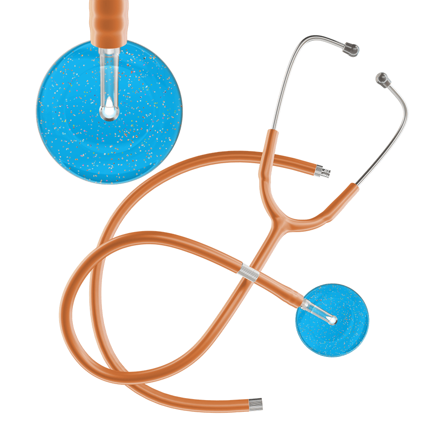 Ultrascope Single Stethoscope Twilight Cyan (CY) / Pediatric / Caramel Extended Tubing Light Twilight Stethoscope