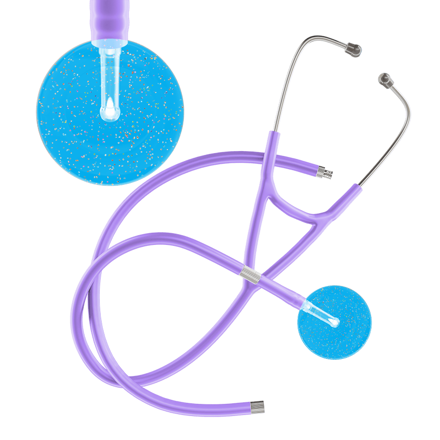 Ultrascope Single Stethoscope Twilight Cyan (CY) / Adult / Lavender Extended Tubing Light Twilight Cardiology Stethoscope