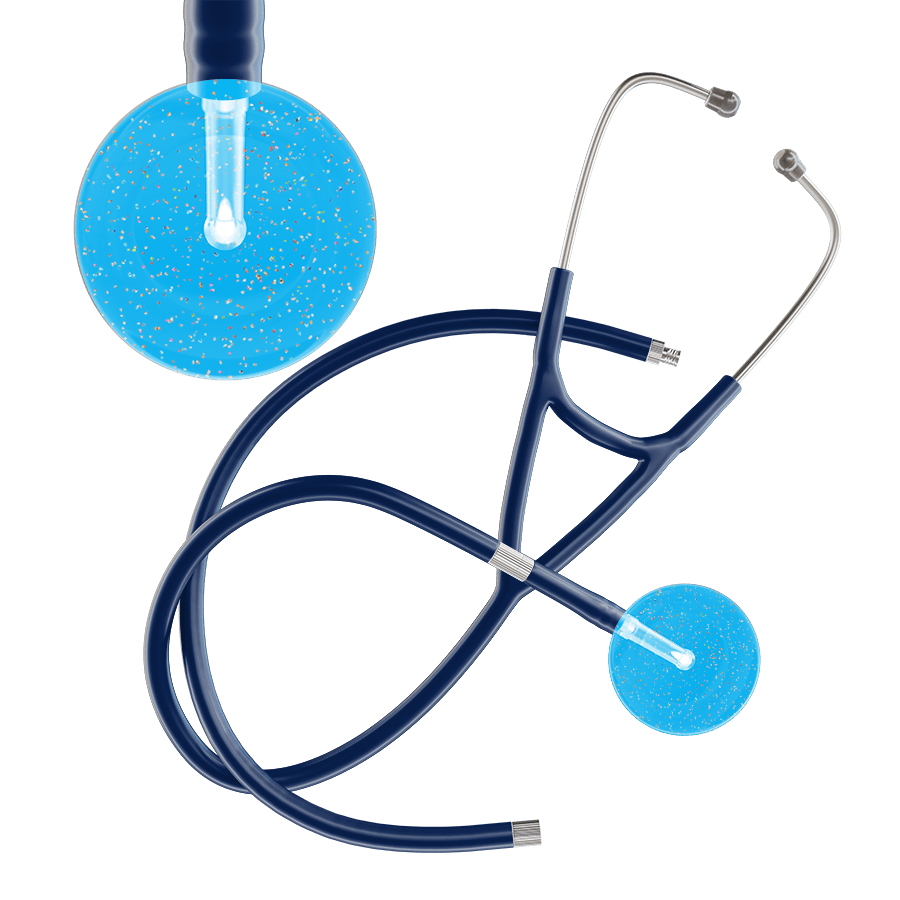 Ultrascope Single Stethoscope Twilight Cyan (CY) / Adult / Navy Extended Tubing Light Twilight Cardiology Stethoscope