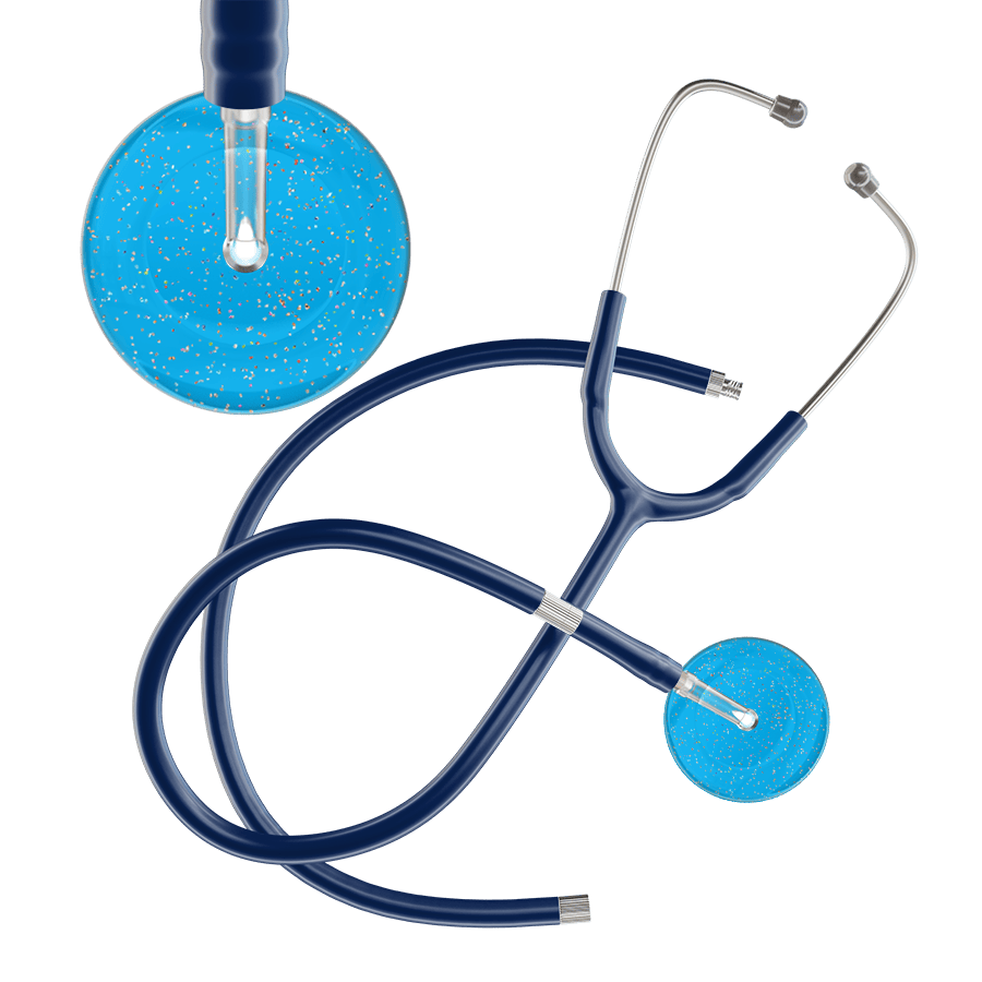 Ultrascope Single Stethoscope Twilight Cyan (CY) / Adult / Navy Extended Tubing Light Twilight Stethoscope
