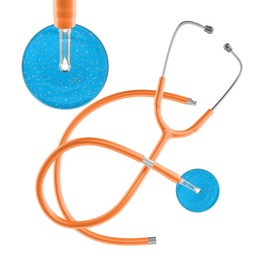 Ultrascope Single Stethoscope Twilight Cyan (CY) / Adult / Orange Extended Tubing Light Twilight Stethoscope