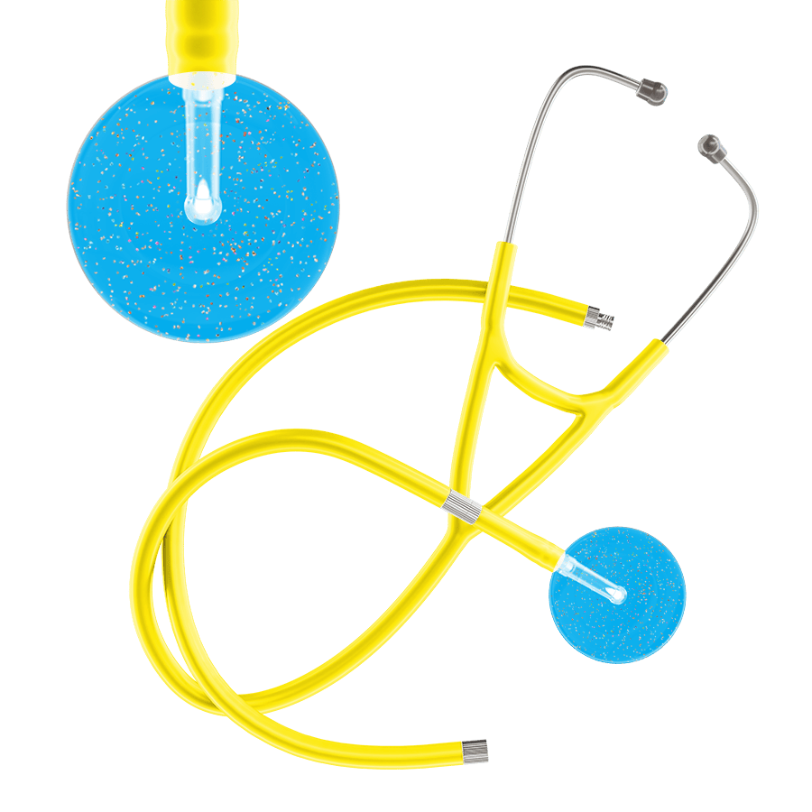 Ultrascope Single Stethoscope Twilight Cyan (CY) / Adult / Yellow Extended Tubing Light Twilight Cardiology Stethoscope