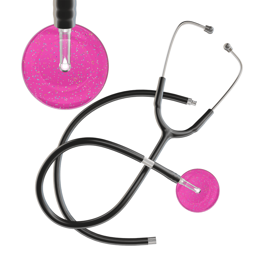 Ultrascope Single Stethoscope Twilight Hot Pink (HP) / Adult / Black Extended Tubing Light Twilight Stethoscope