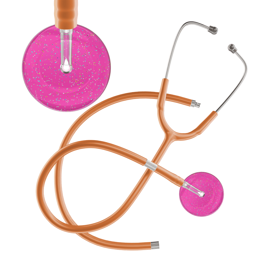 Ultrascope Single Stethoscope Twilight Hot Pink (HP) / Adult / Caramel Extended Tubing Light Twilight Stethoscope