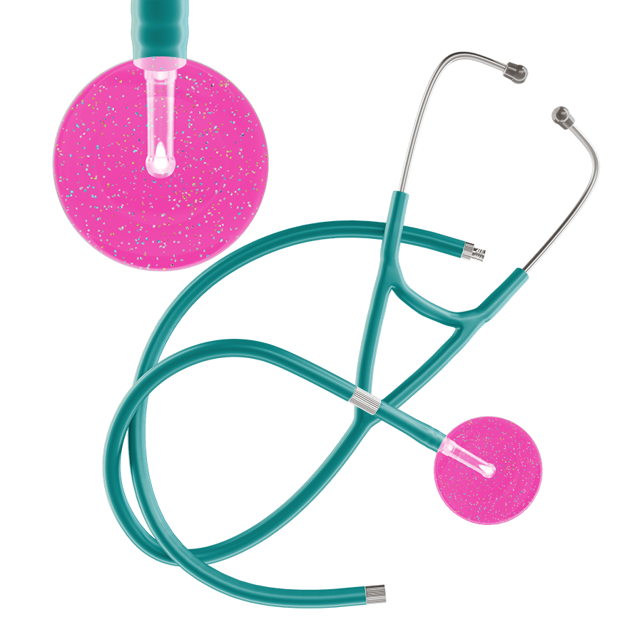 Ultrascope Single Stethoscope Twilight Hot Pink (HP) / Adult / Jade Extended Tubing Light Twilight Cardiology Stethoscope
