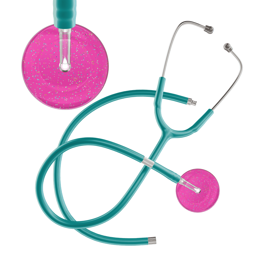 Ultrascope Single Stethoscope Twilight Hot Pink (HP) / Adult / Jade Extended Tubing Light Twilight Stethoscope