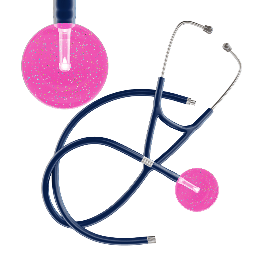 Ultrascope Single Stethoscope Twilight Hot Pink (HP) / Adult / Navy Extended Tubing Light Twilight Cardiology Stethoscope