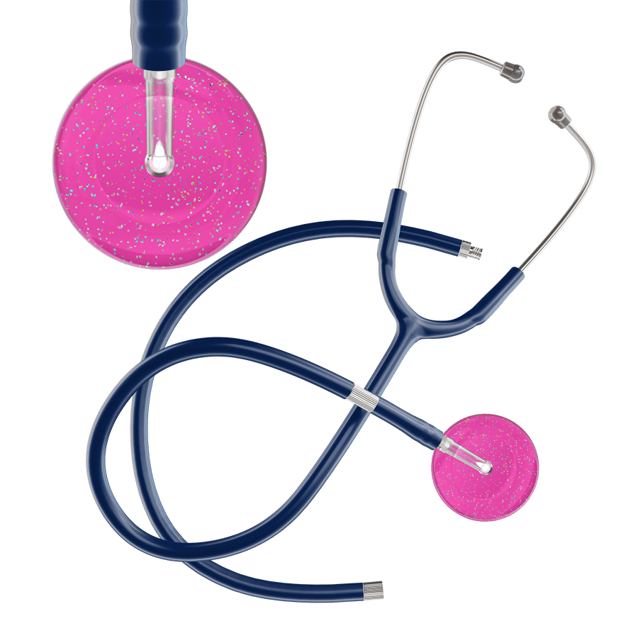 Ultrascope Single Stethoscope Twilight Hot Pink (HP) / Adult / Navy Extended Tubing Light Twilight Stethoscope
