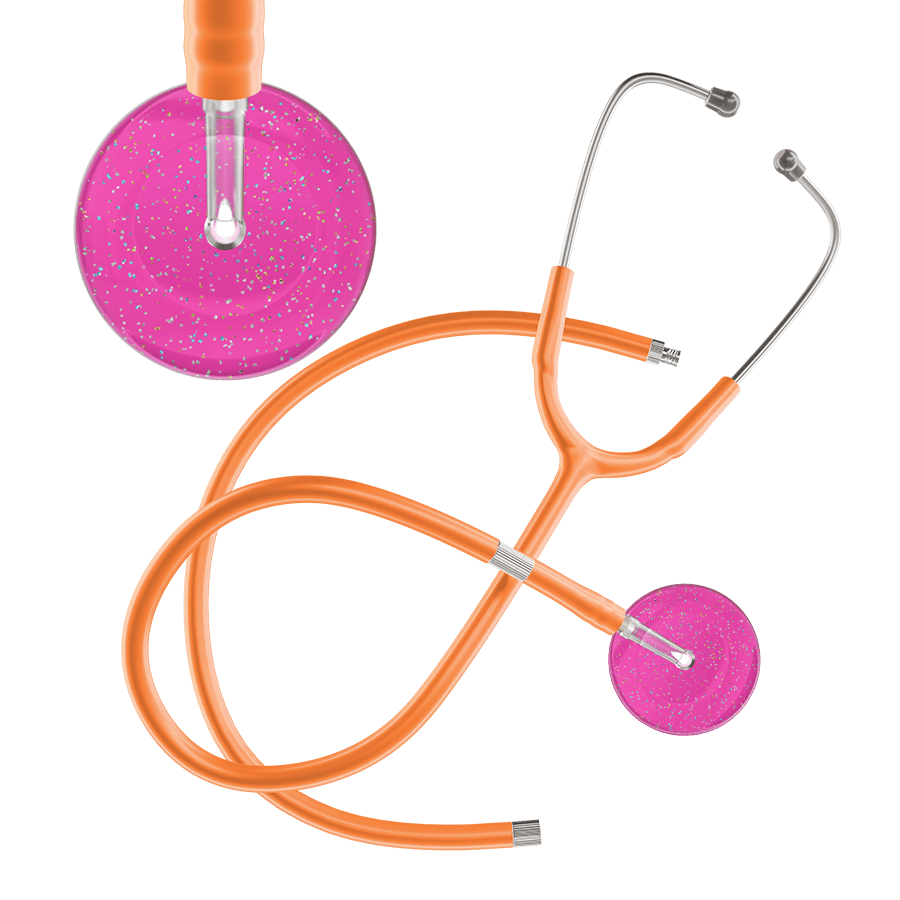 Ultrascope Single Stethoscope Twilight Hot Pink (HP) / Adult / Orange Extended Tubing Light Twilight Stethoscope