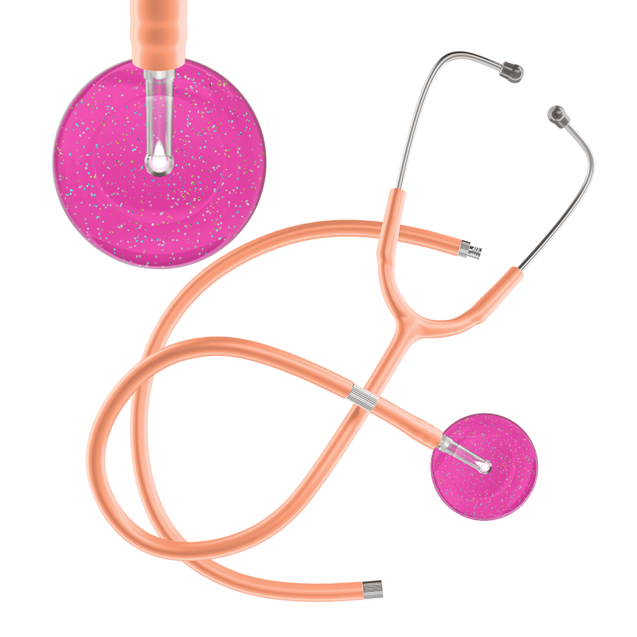 Ultrascope Single Stethoscope Twilight Hot Pink (HP) / Adult / Peach Extended Tubing Light Twilight Stethoscope