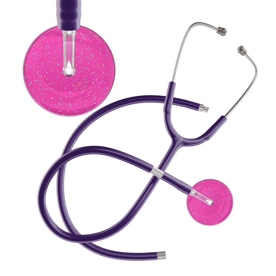 Ultrascope Single Stethoscope Twilight Hot Pink (HP) / Adult / Purple Extended Tubing Light Twilight Stethoscope