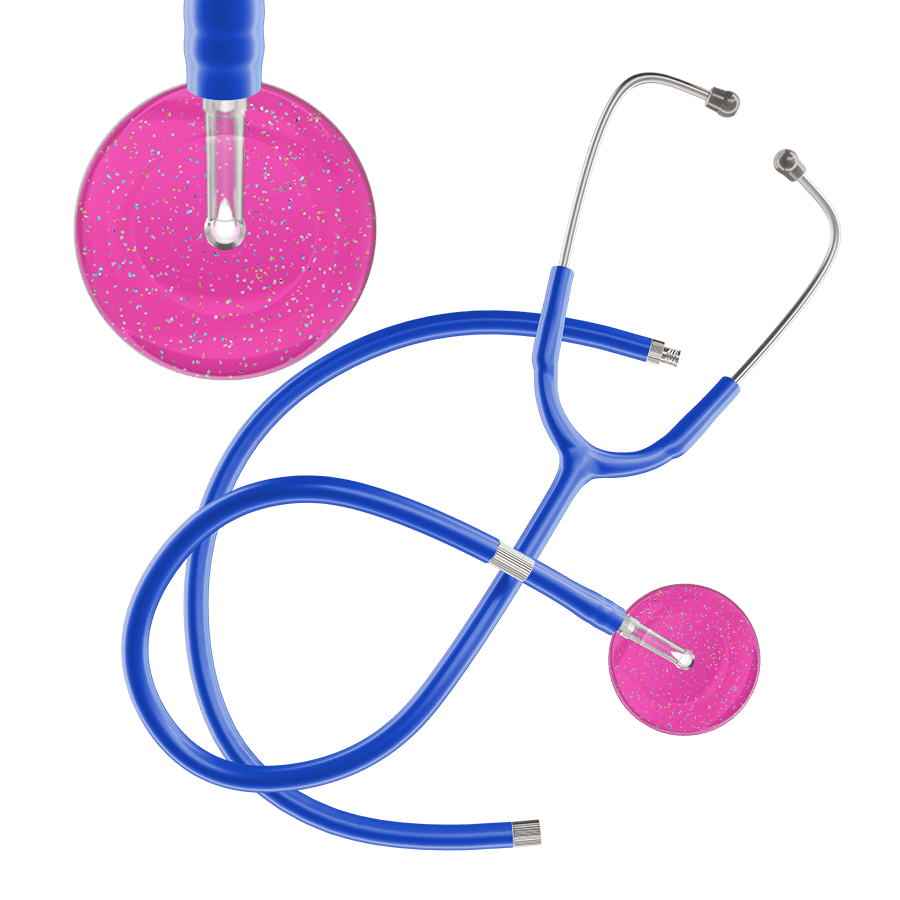 Ultrascope Single Stethoscope Twilight Hot Pink (HP) / Adult / Royal Blue Extended Tubing Light Twilight Stethoscope