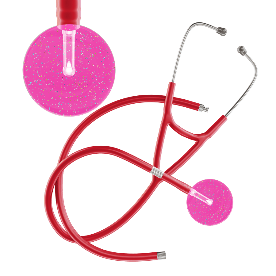 Ultrascope Single Stethoscope Twilight Hot Pink (HP) / Adult / Red Extended Tubing Light Twilight Cardiology Stethoscope