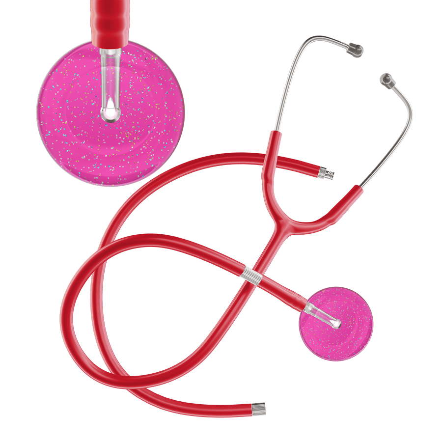 Ultrascope Single Stethoscope Twilight Hot Pink (HP) / Adult / Red Extended Tubing Light Twilight Stethoscope