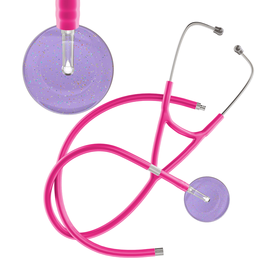 Ultrascope Single Stethoscope Twilight Lavender (LA) / Adult / Hot Pink Extended Tubing Light Twilight Cardiology Stethoscope