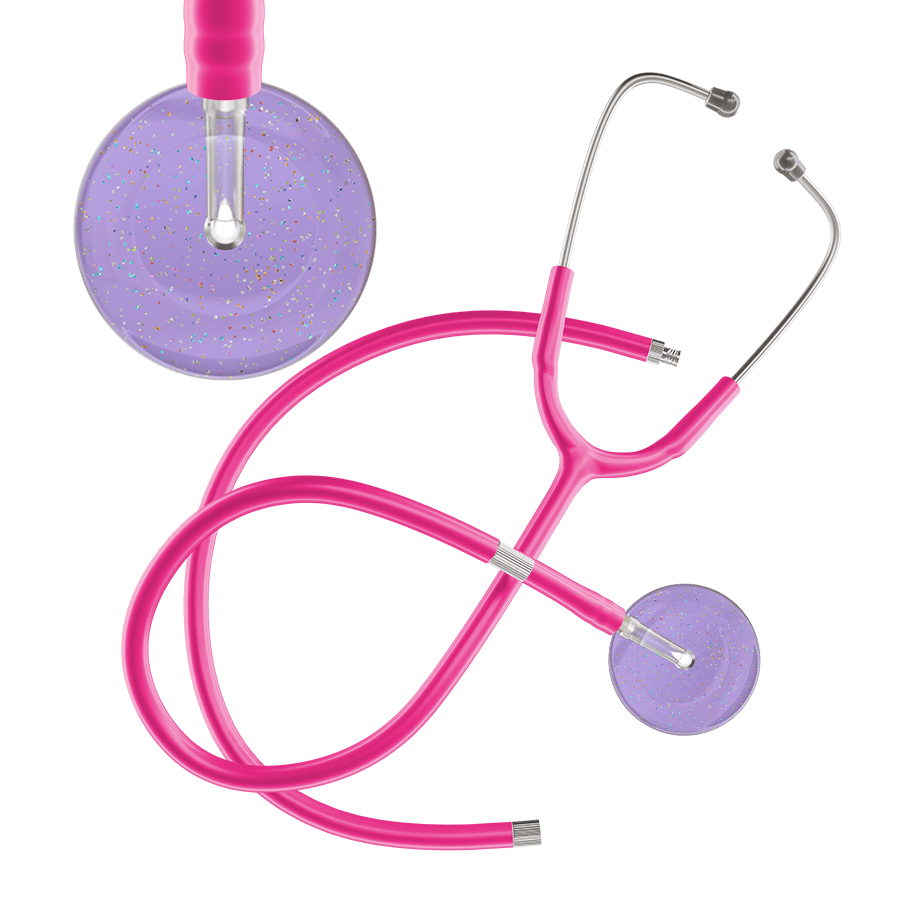 Ultrascope Single Stethoscope Twilight Lavender (LA) / Adult / Hot Pink Extended Tubing Light Twilight Stethoscope