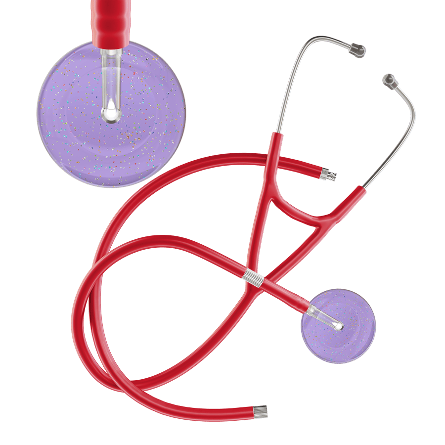 Ultrascope Single Stethoscope Twilight Lavender (LA) / Adult / Red Extended Tubing Light Twilight Cardiology Stethoscope