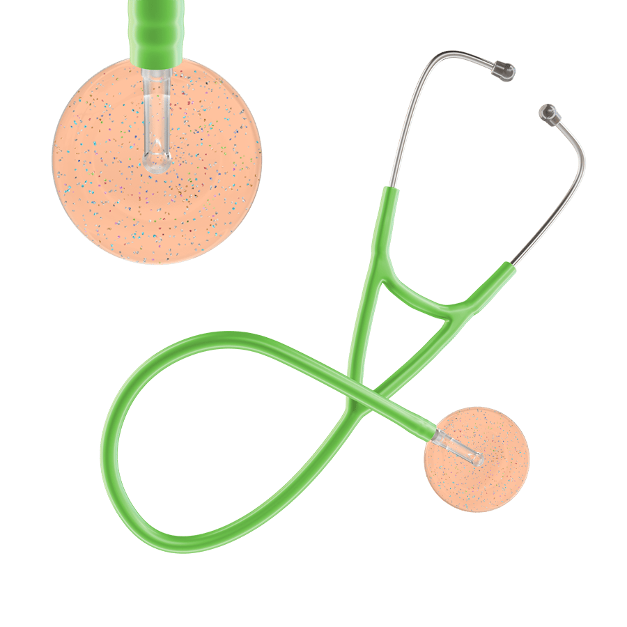 Ultrascope Single Stethoscope Twilight Peach (PE) / Adult / Lime Green Twilight Cardiology Stethoscope