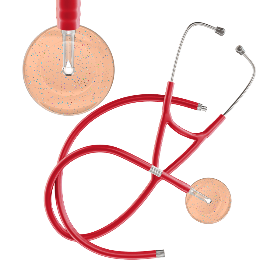 Ultrascope Single Stethoscope Twilight Peach (PE) / Adult / Red Extended Tubing Light Twilight Cardiology Stethoscope