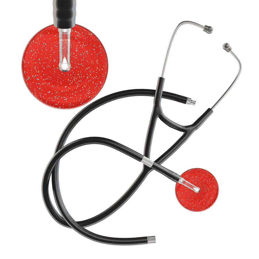 Ultrascope Single Stethoscope Twilight Red (RD) / Adult / Black Extended Tubing Dark Twilight Cardiology Stethoscope