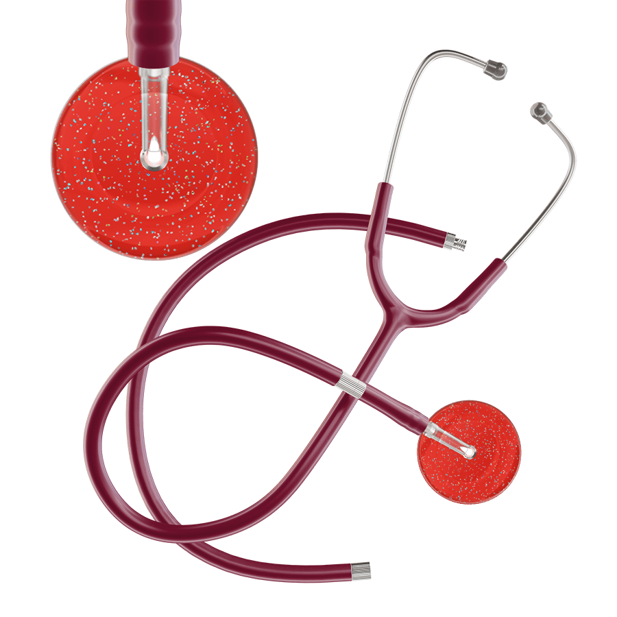 Ultrascope Single Stethoscope Twilight Red (RD) / Adult / Burgundy Extended Tubing Dark Twilight Stethoscope