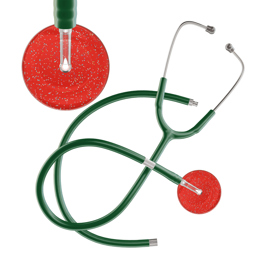 Ultrascope Single Stethoscope Twilight Red (RD) / Adult / Dark Green Extended Tubing Dark Twilight Stethoscope