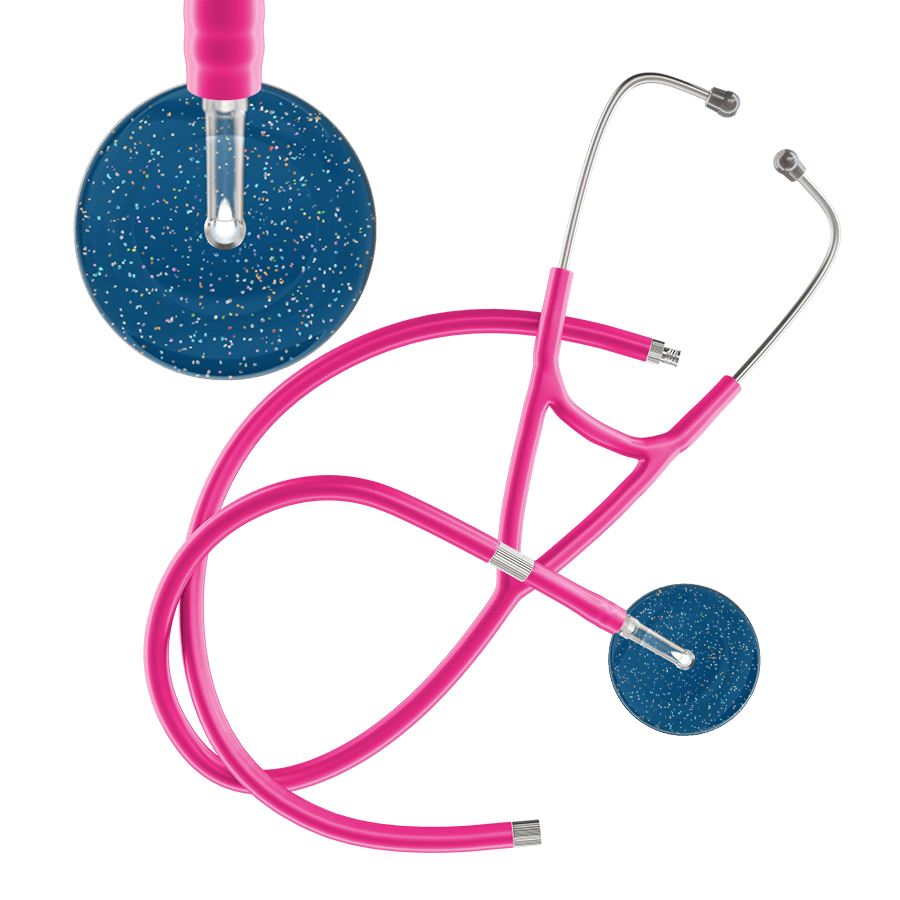 Ultrascope Single Stethoscope Twilight Steel Blue (SB) / Adult / Hot Pink Extended Tubing Dark Twilight Cardiology Stethoscope