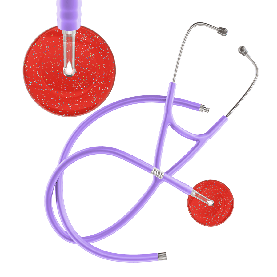 Ultrascope Single Stethoscope Twilight Red (RD) / Adult / Lavender Extended Tubing Dark Twilight Cardiology Stethoscope