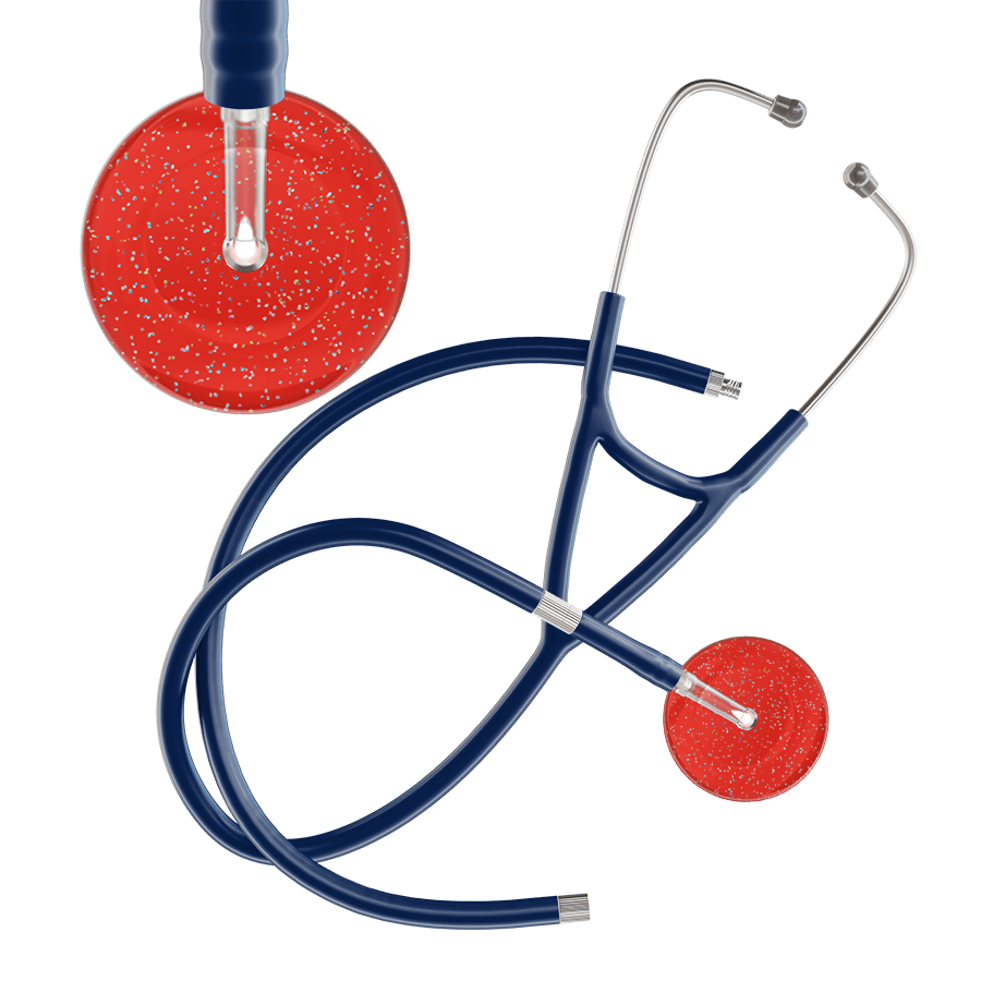 Ultrascope Single Stethoscope Twilight Red (RD) / Adult / Navy Extended Tubing Dark Twilight Cardiology Stethoscope