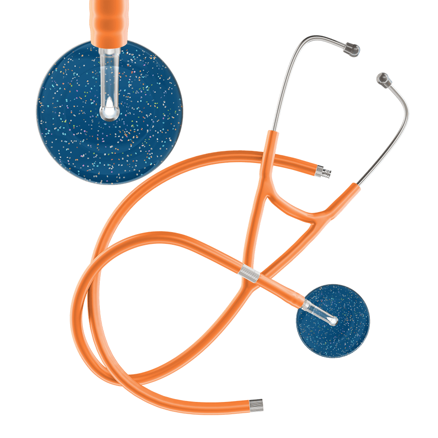 Ultrascope Single Stethoscope Twilight Steel Blue (SB) / Adult / Orange Extended Tubing Dark Twilight Cardiology Stethoscope