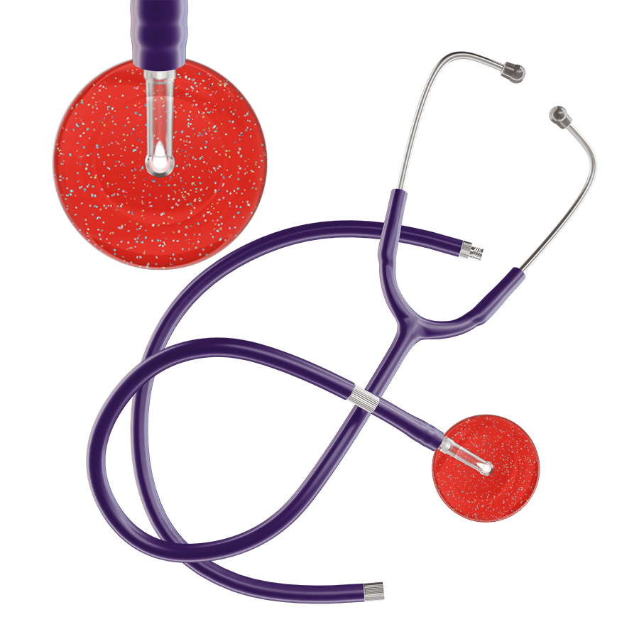 Ultrascope Single Stethoscope Twilight Red (RD) / Adult / Purple Extended Tubing Dark Twilight Stethoscope