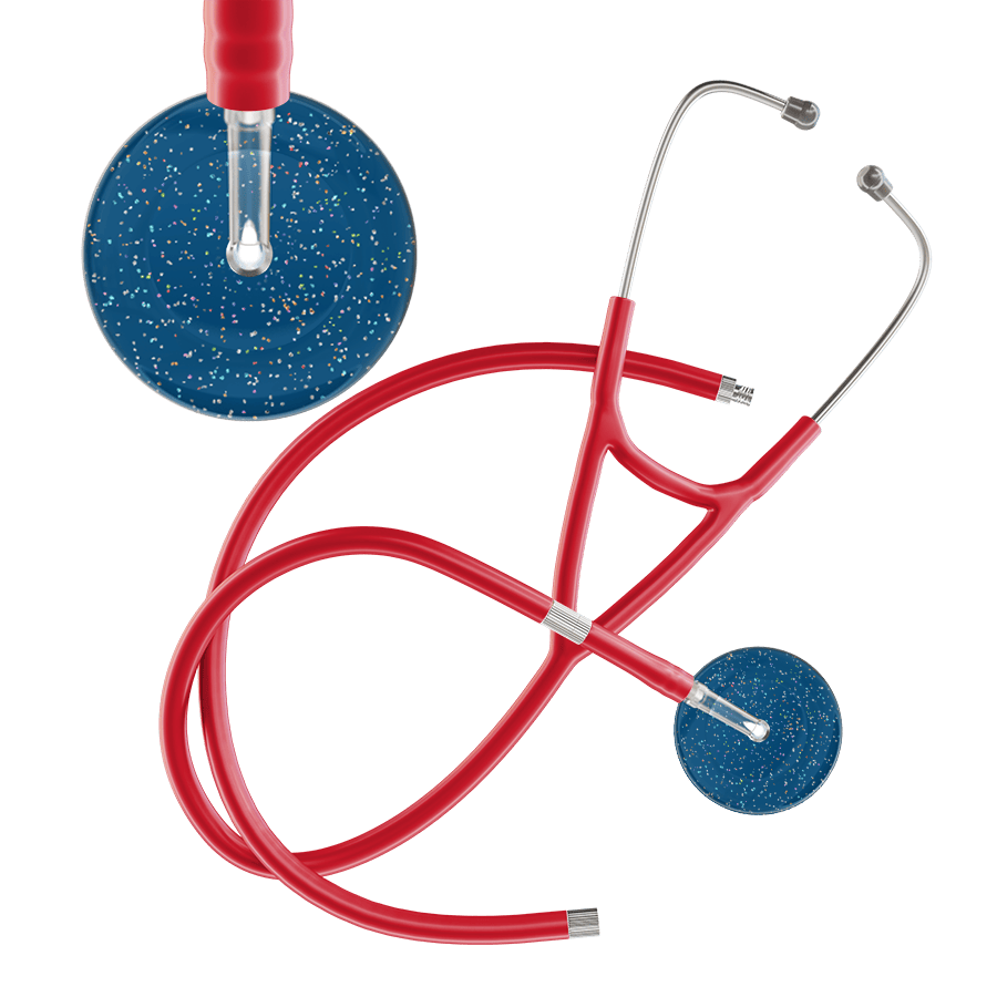 Ultrascope Single Stethoscope Twilight Steel Blue (SB) / Adult / Red Extended Tubing Dark Twilight Cardiology Stethoscope