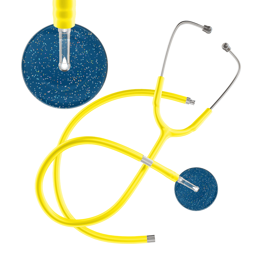 Ultrascope Single Stethoscope Twilight Steel Blue (SB) / Adult / Yellow Extended Tubing Dark Twilight Stethoscope