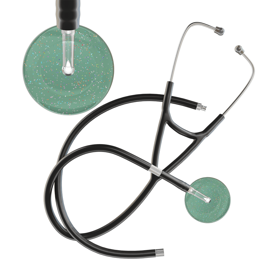 Ultrascope Single Stethoscope Twilight Sage (SG) / Adult / Black Extended Tubing Light Twilight Cardiology Stethoscope