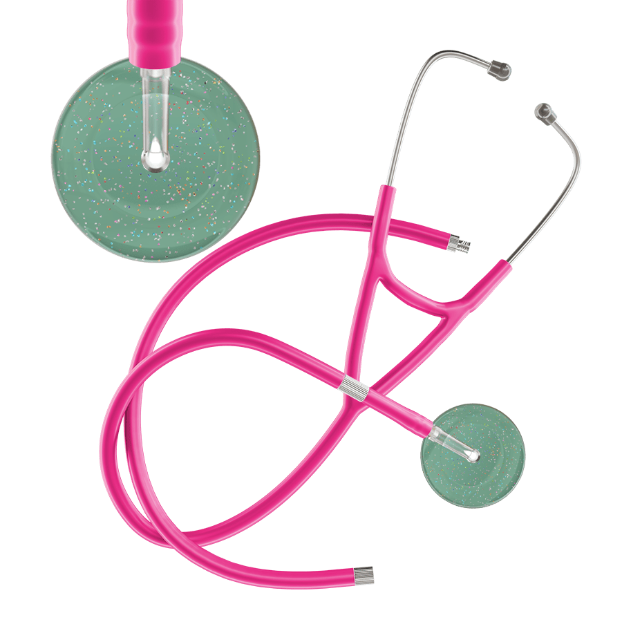 Ultrascope Single Stethoscope Twilight Sage (SG) / Adult / Hot Pink Extended Tubing Light Twilight Cardiology Stethoscope