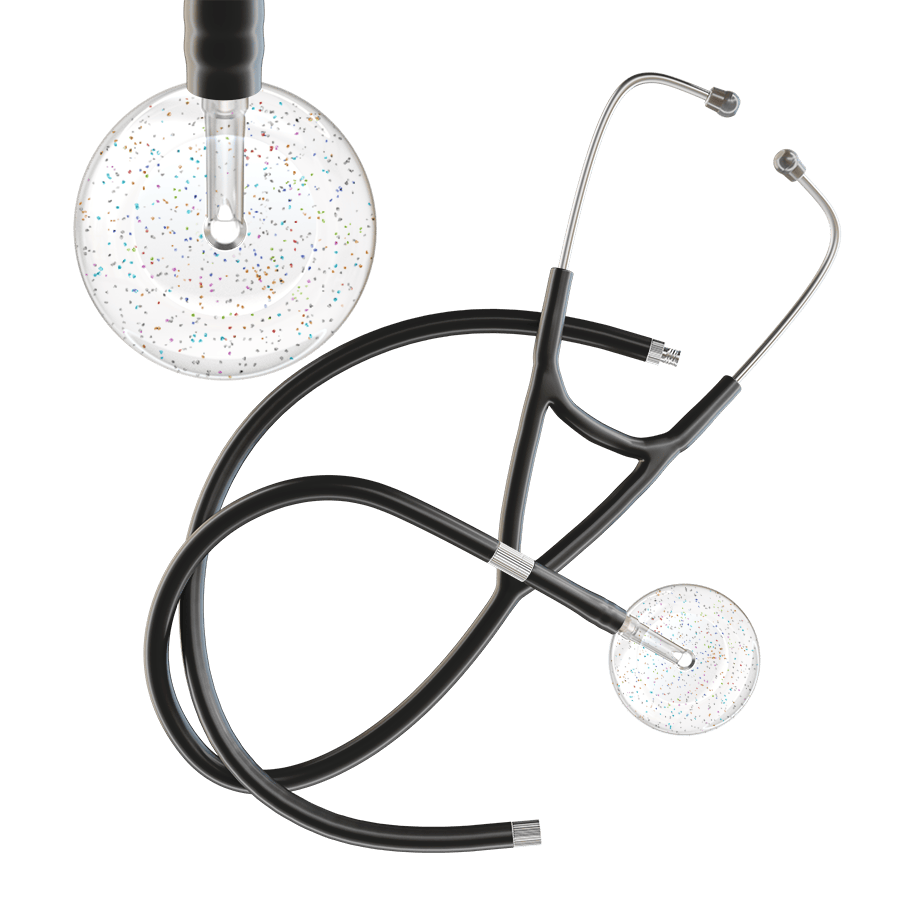 Ultrascope Single Stethoscope Twilight White (WH) / Adult / Black Extended Tubing Light Twilight Cardiology Stethoscope