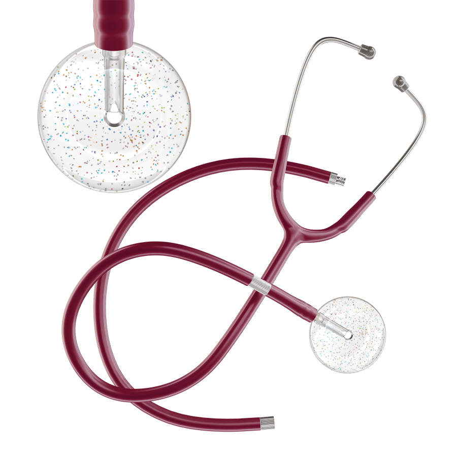 Ultrascope Single Stethoscope Twilight White (WH) / Adult / Burgundy Extended Tubing Light Twilight Stethoscope