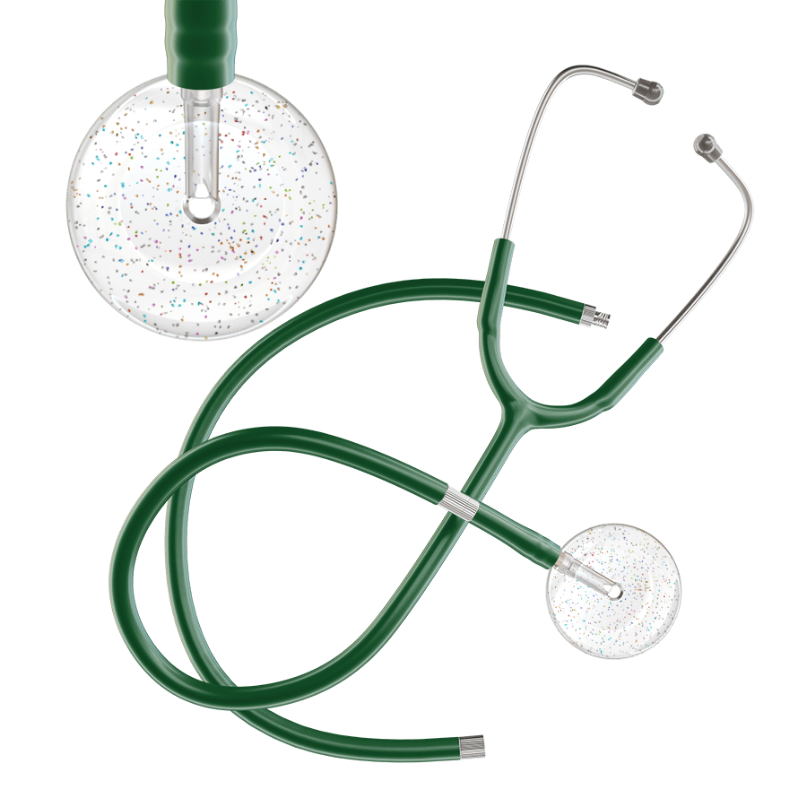 Ultrascope Single Stethoscope Twilight White (WH) / Adult / Dark Green Extended Tubing Light Twilight Stethoscope